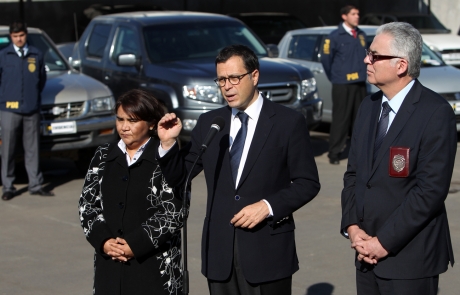 Ministro Hinzpeter verificó resultados de desarme de banda criminal dedicada al robo de vehículos